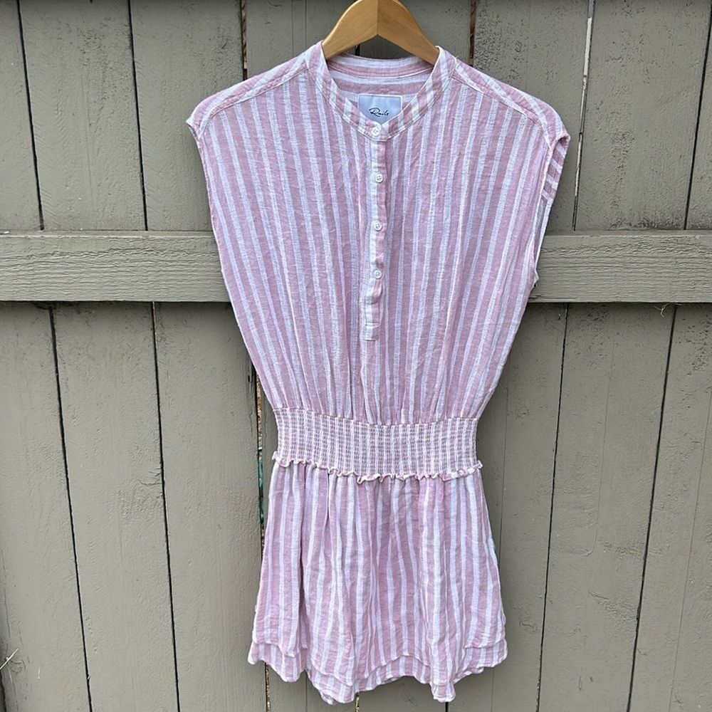Rails Linen Blend Angelina Rose Striped Dress Coastal Summer Feminine Beach Sz S